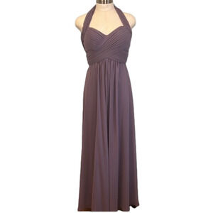 ✨HOST PICK✨ Bari Jay 553 Halter Shirred Long Bridesmaid Dress in Wisteria